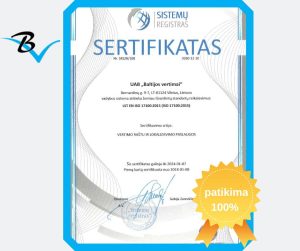 UAB "Baltijos vertimai" vertimo kokybės sertifikatas